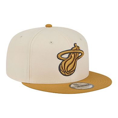 Men's New Era Cream/Tan Miami Heat Two-Tone Color Pack 9FIFTY Snapback Hat