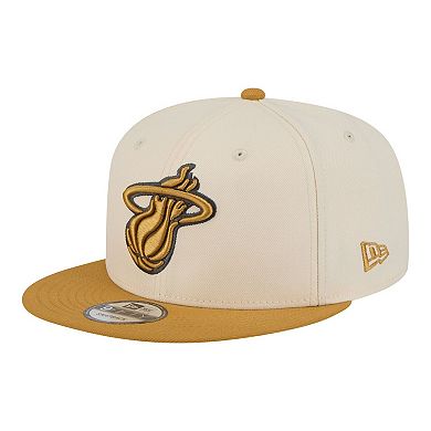 Men's New Era Cream/Tan Miami Heat Two-Tone Color Pack 9FIFTY Snapback Hat