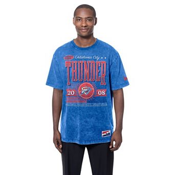 Men's New Era Blue Oklahoma City Thunder Oversized Throwback Collection Mineral Wash T-Shirt