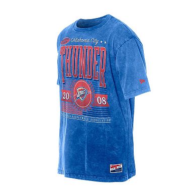 Men's New Era Blue Oklahoma City Thunder Oversized Throwback Collection Mineral Wash T-Shirt