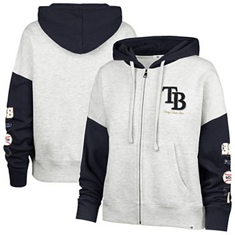 Women's '47 x Stoney Clover Lane Heather Gray/Navy Tampa Bay Rays Color Block Full-Zip Hoodie