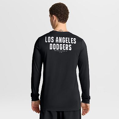 Men's Nike Black Los Angeles Dodgers 2-Hit Legend Dri-FIT Long Sleeve T-Shirt