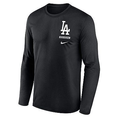 Men's Nike Black Los Angeles Dodgers 2-Hit Legend Dri-FIT Long Sleeve T-Shirt