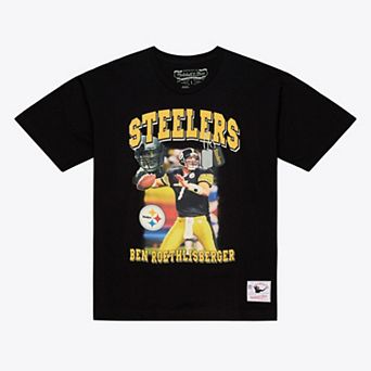 Men's Mitchell & Ness Ben Roethlisberger Black Pittsburgh Steelers Photo Reel T-Shirt