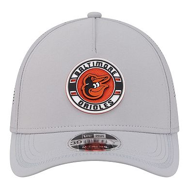 Men's New Era Gray Baltimore Orioles Patch 39THIRTY A-Frame M-Crown Perforated Flex Hat