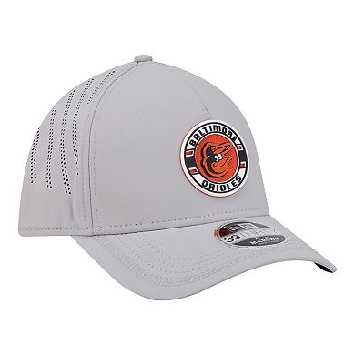 Men's New Era Gray Baltimore Orioles Patch 39THIRTY A-Frame M-Crown Perforated Flex Hat