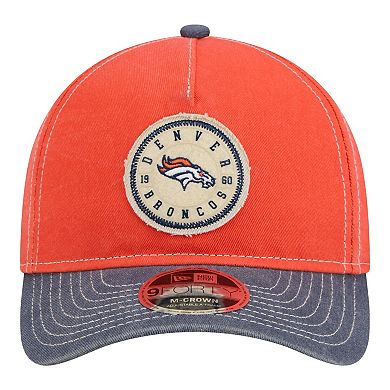 Men's New Era Orange/Navy Denver Broncos 9FORTY Felt A-Frame Adjustable Hat
