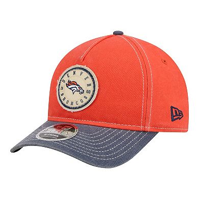 Men's New Era Orange/Navy Denver Broncos 9FORTY Felt A-Frame Adjustable Hat