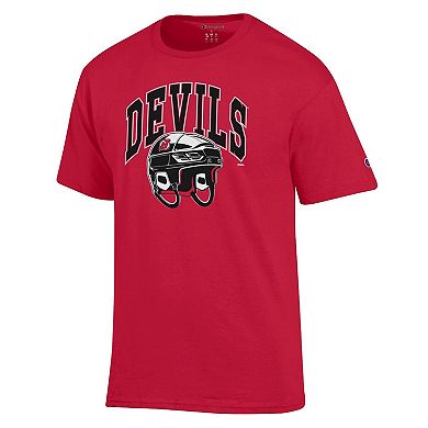 Men's Champion Red New Jersey Devils Helmet T-Shirt