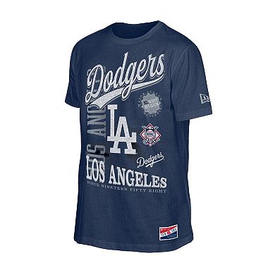 Men's New Era Navy Los Angeles Dodgers Oversized Throwback Distressed T-Shirt