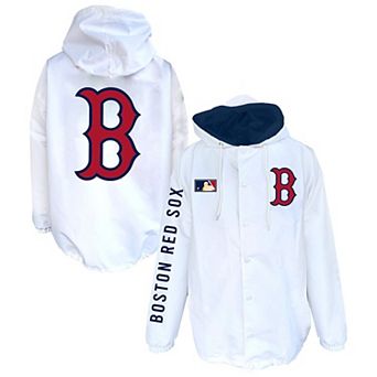 Men's Mitchell & Ness White Boston Red Sox Big & Tall Full-Snap Hooded Jacket