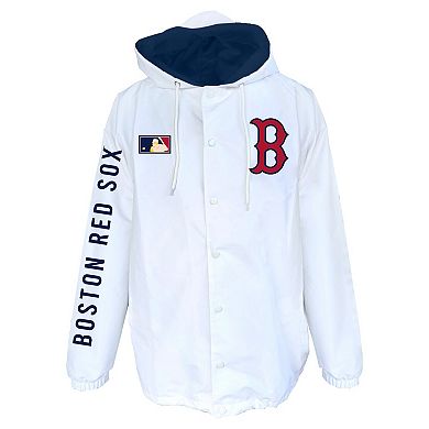 Men's Mitchell & Ness White Boston Red Sox Big & Tall Full-Snap Hooded Jacket