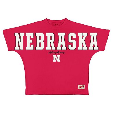 Women's Pressbox Scarlet Nebraska Huskers Flannigan Oversized T-Shirt