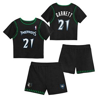 Preschool Mitchell & Ness Kevin Garnett Black Minnesota Timberwolves Play by Place Two-Pack T-Shirt & Shorts Set