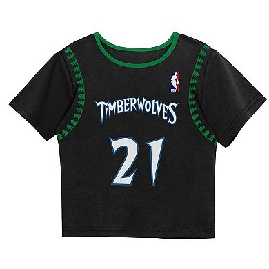 Preschool Mitchell & Ness Kevin Garnett Black Minnesota Timberwolves Play by Place Two-Pack T-Shirt & Shorts Set