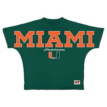 Women's Pressbox Green Miami Hurricanes Flannigan Oversized T-Shirt