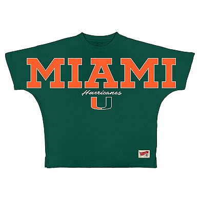 Women's Pressbox Green Miami Hurricanes Flannigan Oversized T-Shirt