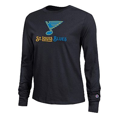 Women's Champion Black St. Louis Blues Wordmark Lockup Long Sleeve T-Shirt