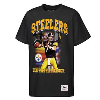 Youth Mitchell & Ness Ben Roethlisberger Black Pittsburgh Steelers Photo Reel T-Shirt