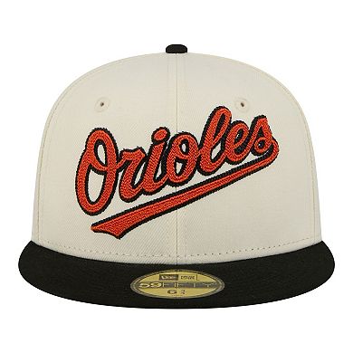 Men's New Era Cream Baltimore Orioles Two-Tone Stitch 59FIFTY Fitted Hat