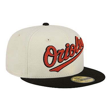 Men's New Era Cream Baltimore Orioles Two-Tone Stitch 59FIFTY Fitted Hat