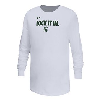 Youth Nike White Michigan State Spartans On-Court Bench Legend Dri-FIT Long Sleeve T-Shirt