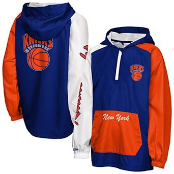 Youth Mitchell & Ness Blue New York Knicks Playoff Anorak Quarter-Zip Windbreaker