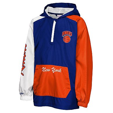 Youth Mitchell & Ness Blue New York Knicks Playoff Anorak Quarter-Zip Windbreaker