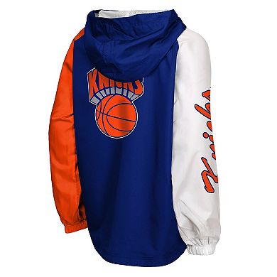 Youth Mitchell & Ness Blue New York Knicks Playoff Anorak Quarter-Zip Windbreaker