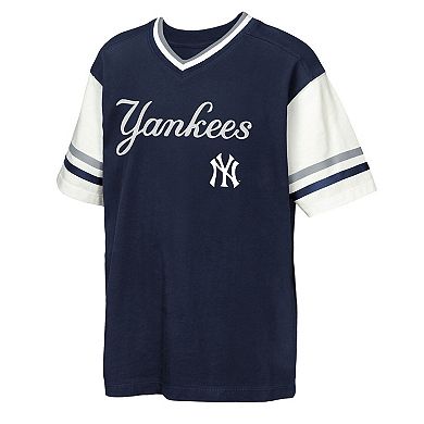Youth Outerstuff Navy New York Yankees Big League Base Runner Ringer T-Shirt