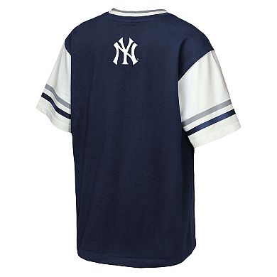 Youth Outerstuff Navy New York Yankees Big League Base Runner Ringer T-Shirt