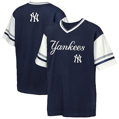 Youth Outerstuff Navy New York Yankees Big League Base Runner Ringer T-Shirt