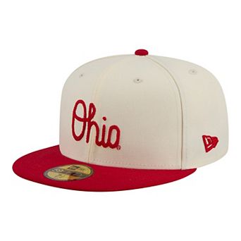 Men's New Era Cream/Scarlet Ohio State Buckeyes Two-Tone Script 59FIFTY Fitted Hat