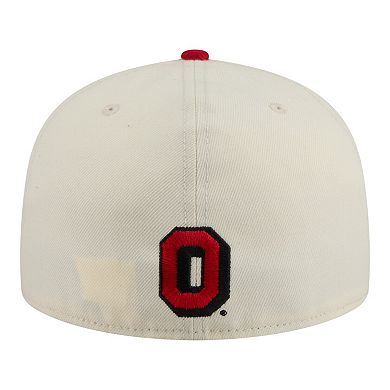 Men's New Era Cream/Scarlet Ohio State Buckeyes Two-Tone Script 59FIFTY Fitted Hat