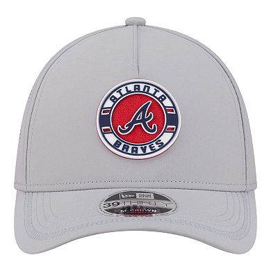 Men's New Era Gray Atlanta Braves Patch 39THIRTY A-Frame M-Crown Perforated Flex Hat