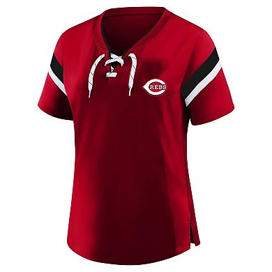 Women's Profile Red Cincinnati Reds Lace-Up T-Shirt