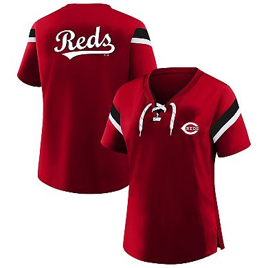 Women's Profile Red Cincinnati Reds Lace-Up T-Shirt