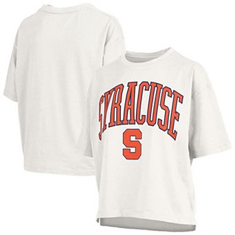 Women's Pressbox White Syracuse Orange Plus Size Nelson Motley Crew Oversized Slub T-Shirt