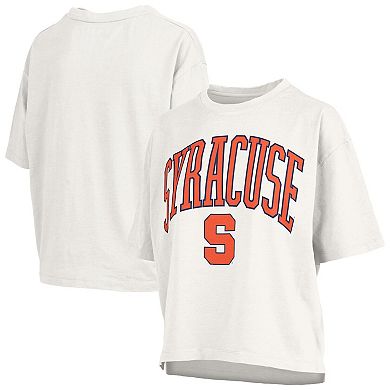 Women's Pressbox White Syracuse Orange Plus Size Nelson Motley Crew Oversized Slub T-Shirt