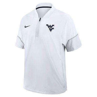 Men's Nike White West Virginia Mountaineers 2026 Sideline Short Sleeve Quarter-Zip Coach Jacket