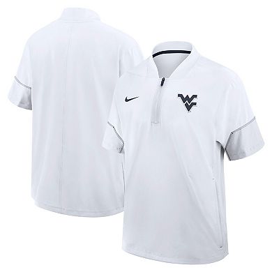 Men's Nike White West Virginia Mountaineers 2026 Sideline Short Sleeve Quarter-Zip Coach Jacket