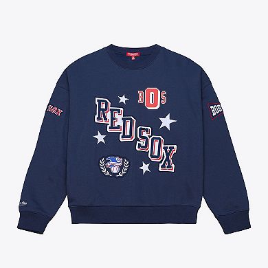 Women's Mitchell & Ness Navy Boston Red Sox Pep Rally Sweatshirt