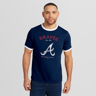 Men's Darius Rucker Collection by Fanatics Navy Atlanta Braves Washed Ringer T-Shirt