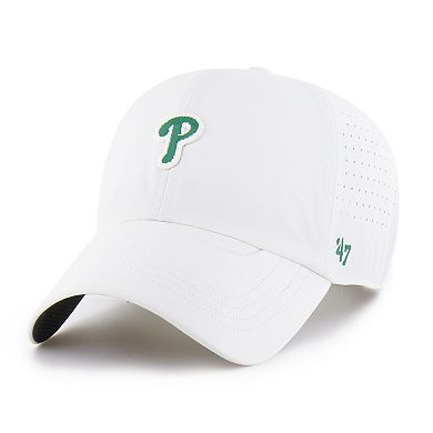 Men's '47 White Philadelphia Phillies Elevated Greens Clean Up Adjustable Hat