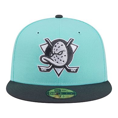 Men's New Era Turquoise/Charcoal Anaheim Ducks Two-Tone Color Pack 59FIFTY Fitted Hat