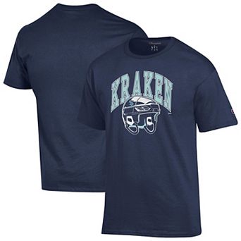 Men's Champion Navy Seattle Kraken Helmet T-Shirt