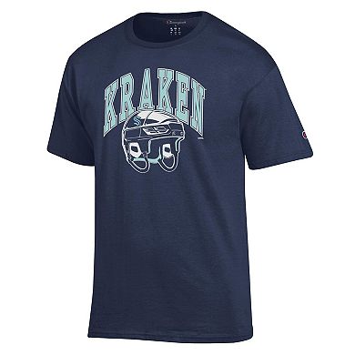 Men's Champion Navy Seattle Kraken Helmet T-Shirt