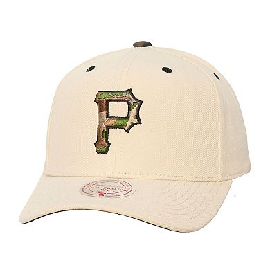 Unisex Mitchell & Ness Cream Pittsburgh Pirates Camo Logo Pro Crown Snapback Hat