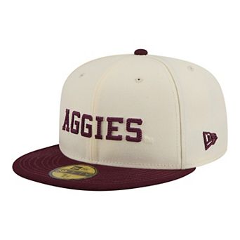 Men's New Era Cream/Maroon Texas A&M Aggies Two-Tone Script 59FIFTY Fitted Hat