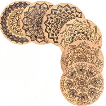 Round Cork Coasters with Storage Rack